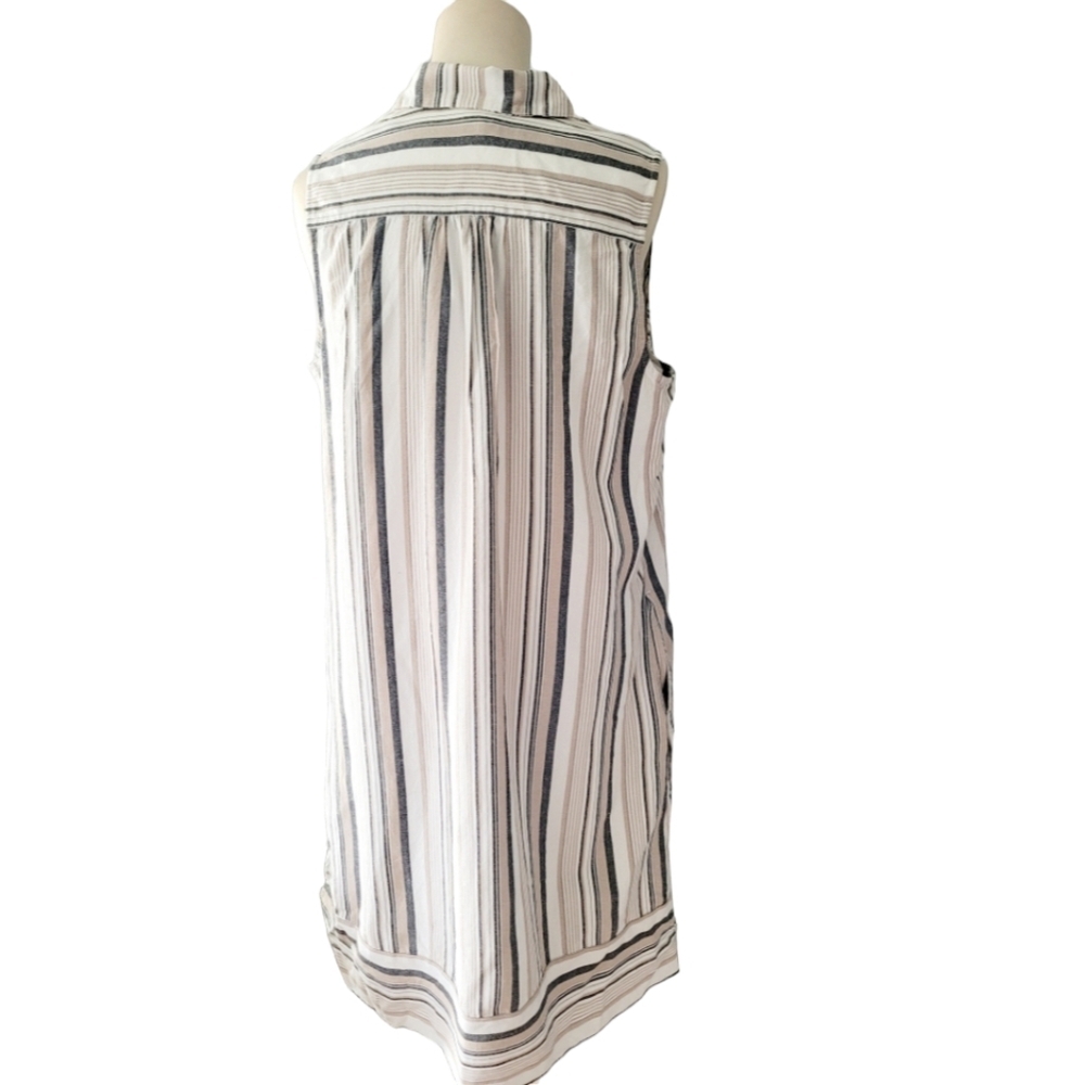 Chico's Impact Stripe Mini Dress Taupe and Gray Size 2 New with Tags Preppy - Picture 8 of 10